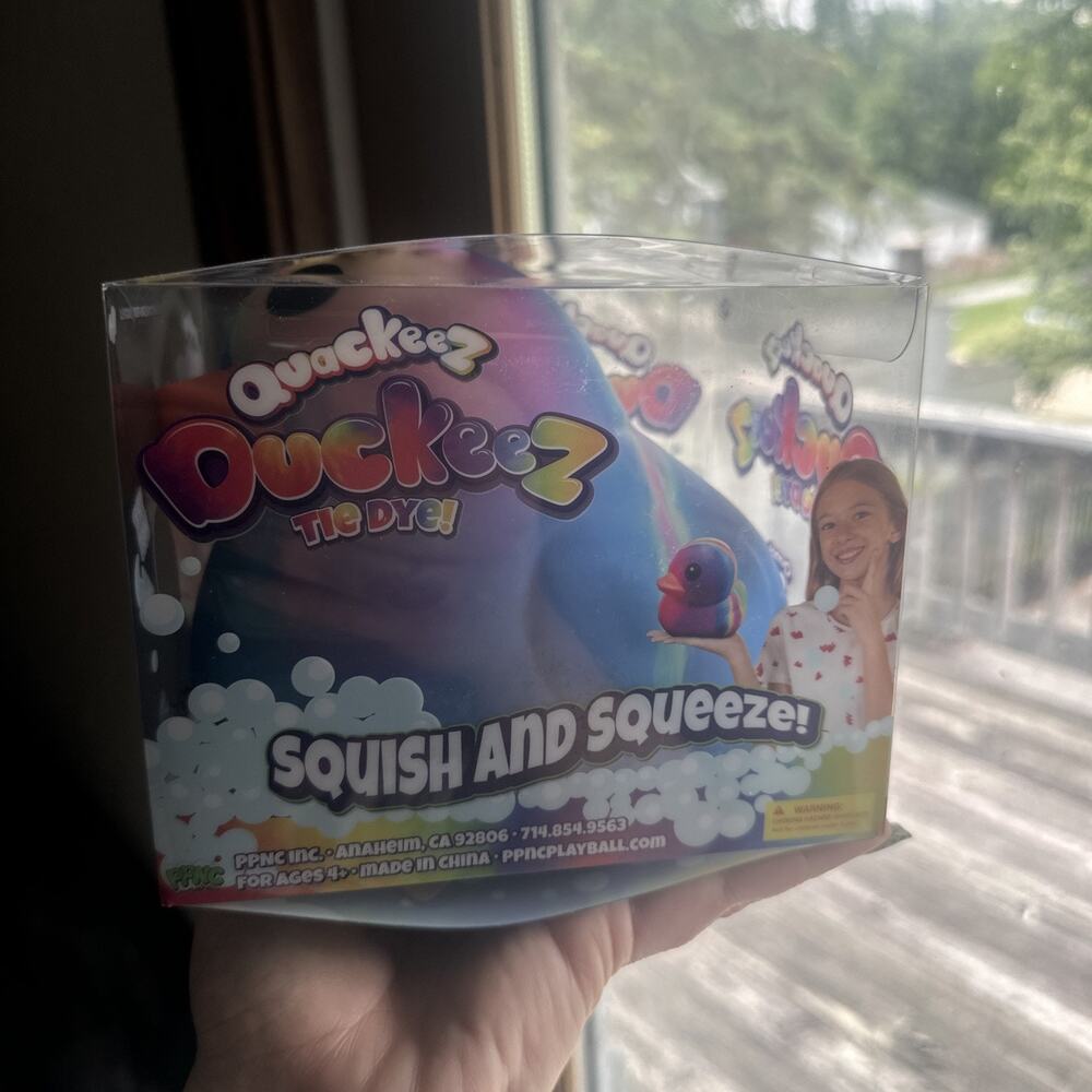 Quackeez Duckeez Tie Dye Squish & Squeeze Tactile Toy, Blue 4+